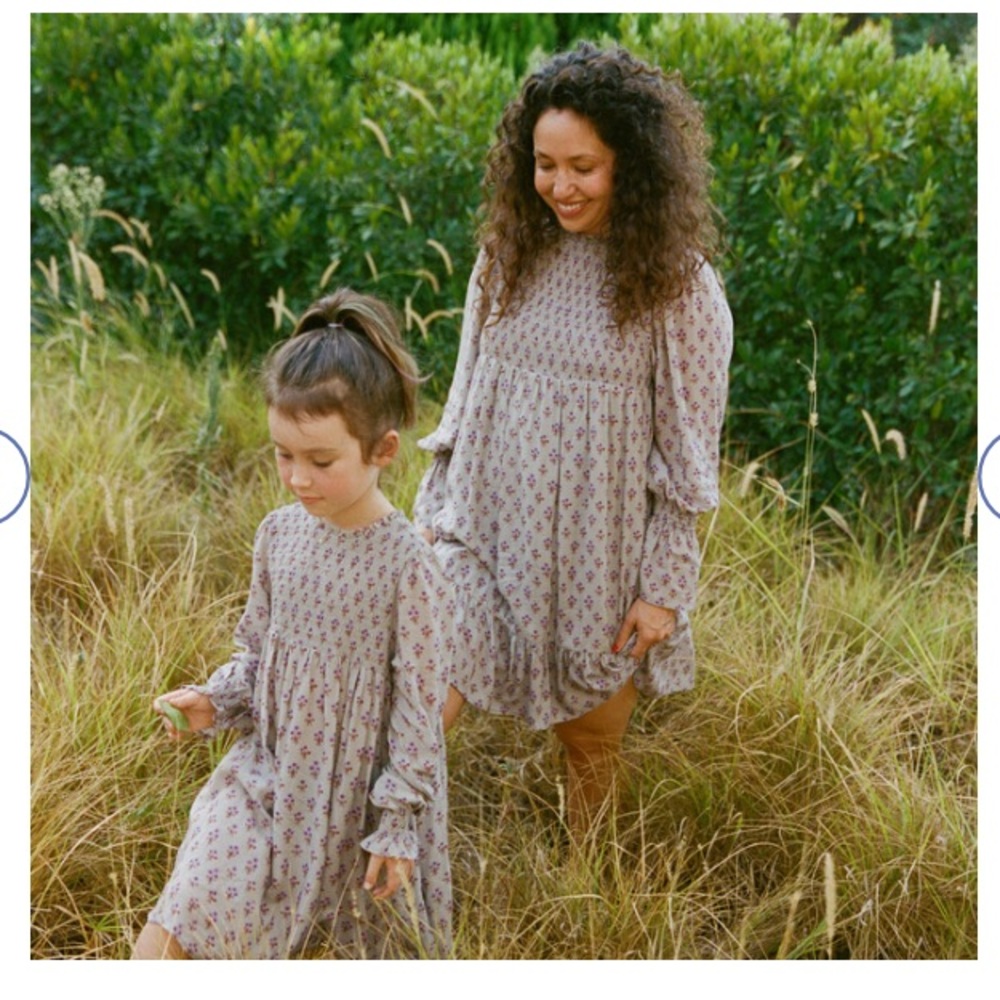 Bell Sleeve Grey and Purple Bow Pattern Maisonette Angela Dress
